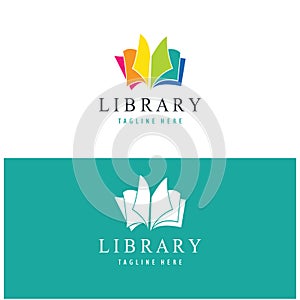 book or library logo for bookstores, book companies, publishers, encyclopedias, libraries, education, digital books, vectors