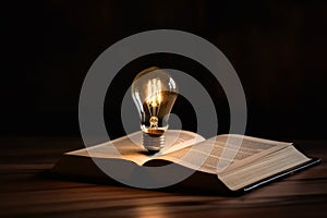 Book light bulb paper. Generate Ai