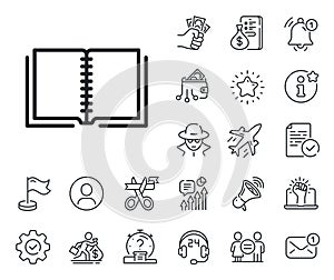 Book line icon. Education symbol. Salaryman, gender equality and alert bell. Vector