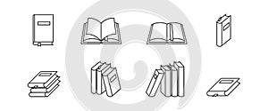 Book line icon set. Isolated textbook sign on white background. Vector illustration