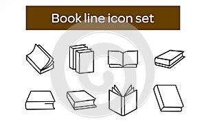 book line icon set. open book line icon