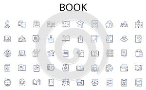 Book line icons collection. Logistics, Supply chain, Inventory, Transportation, Recipients, Storage, Delivery vector and
