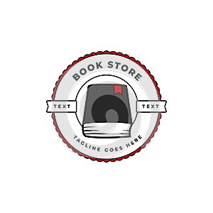 Book logo badge emblem, thick book logo icon for book store or education business