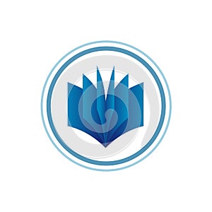 Book logo template. Blue gradient style.