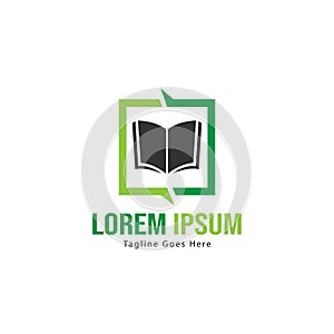 Book logo template design. minimalist book logo with modern frame