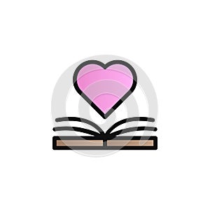 Book, love color gradient vector icon