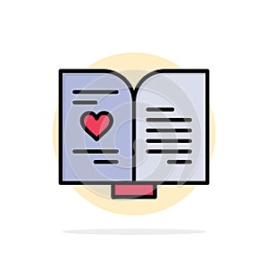 Book, Love, Heart, Wedding Abstract Circle Background Flat color Icon