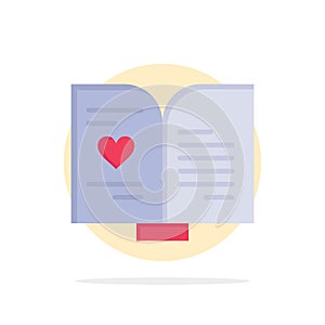 Book, Love, Heart, Wedding Abstract Circle Background Flat color Icon