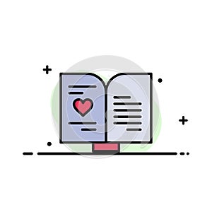 Book, Love, Heart, Wedding  Business Flat Line Filled Icon Vector Banner Template