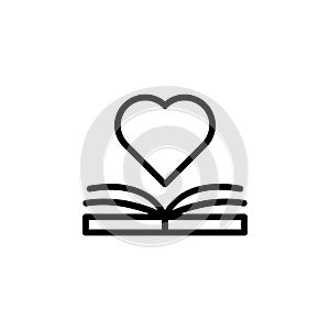 book, love icon. Simple thin line, outline  of Book icons for UI and UX, website or mobile application