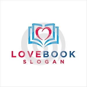 Book love logo vector design template. Vector book icon with heart made of pages. Love reading concept