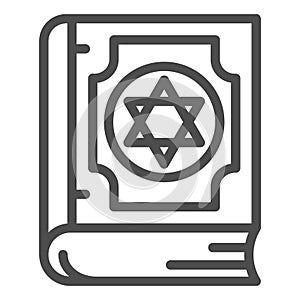 Book of magic line icon, halloween concept, book with magic symbol sign on white background, spell book icon in outline