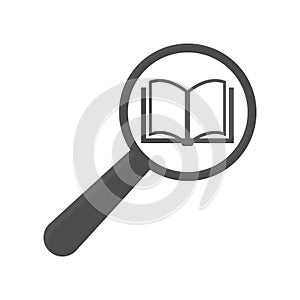 Book and magnifying glass icon