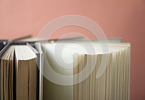 Book. many books. Stack of colorful books. Education background. Back to school. Book, hardback colorful books on wooden table. Ed