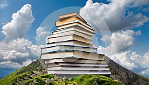 Book mountain climbs high into sky