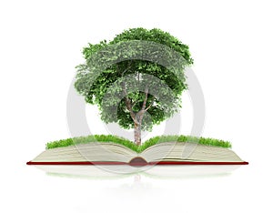 Book of nature with grass and tree growth