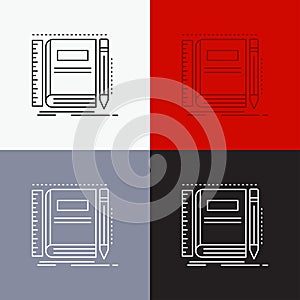 Book, notebook, notepad, pocket, sketching Icon Over Various Background. Line style design, designed for web and app. Eps 10