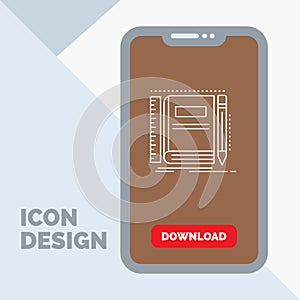 Book, notebook, notepad, pocket, sketching Line Icon in Mobile for Download Page
