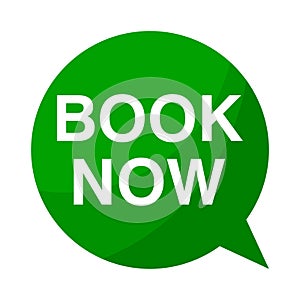 Book now, Green Speech Bubble