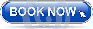 Book now icon web button blue photo