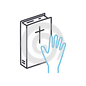 book oath line icon, outline symbol, vector illustration, concept sign