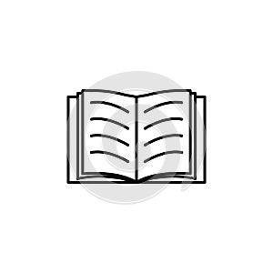 book, open line illustration icon on white background