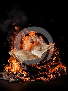 A book is open to a fire with the words quot the book quot on it photo