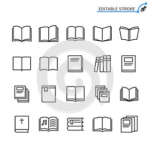 Book outline icon set