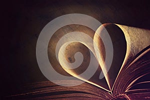 Book pages in the shape of a heart