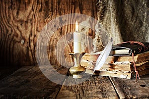 Book pen candle romance