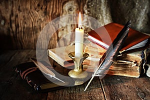 Book pen candle romance