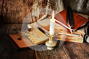 Book pen candle romance