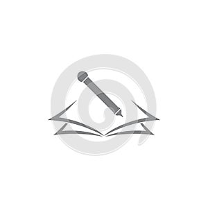 Book and pen writer symbol education vector