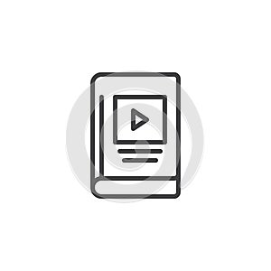 Book with play button outline icon