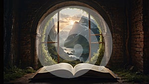 book is portal to another world, gateway to adventures that allow you to look into fantastic worlds