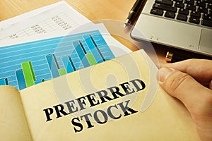 Book about preferred stock. Trading concept.