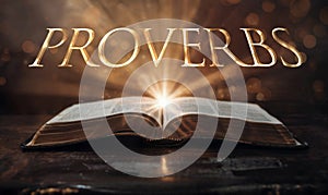 The Book of Proverbs Glowing from an Open Bible