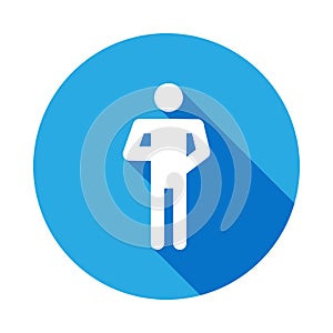 Book Reader man standing silhouette icon with long shadow. Signs and symbols can be used for web, logo, mobile app, UI, UX