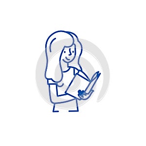 Book reading line icon concept. Book reading flat  vector symbol, sign, outline illustration.