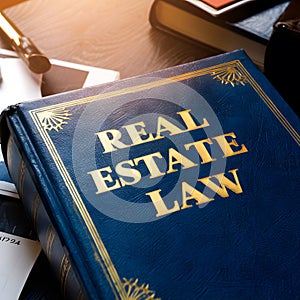Book on real estate law with rich cover, scholarly setting. Ideal for legal professionals.