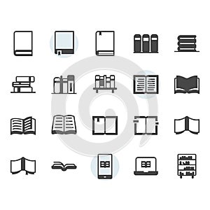 Book related icon and symbol set