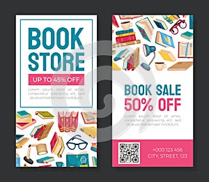 Book Sale Banner Design for Bibliophile Vector Template