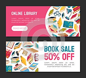 Book Sale Banner Design for Bibliophile Vector Template photo