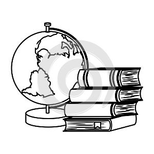 book school with planet earth isolated icon