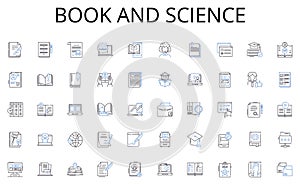 Book and science line icons collection. Interface, Junction, Meeting point, Bond, Intersection, Confluence, Gateway