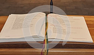 Book of scriptures opened for reading