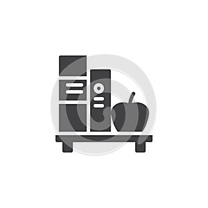 Book shelf and apple vector icon