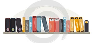 Book shelf. Flat style, vector hand draw concept