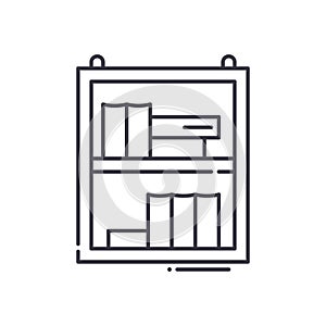 Book shelf icon, linear isolated illustration, thin line vector, web design sign, outline concept symbol with editable