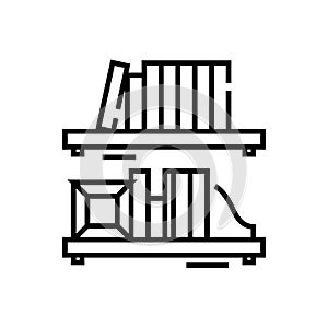 Book shelf line icon, concept sign, outline vector illustration, linear symbol.